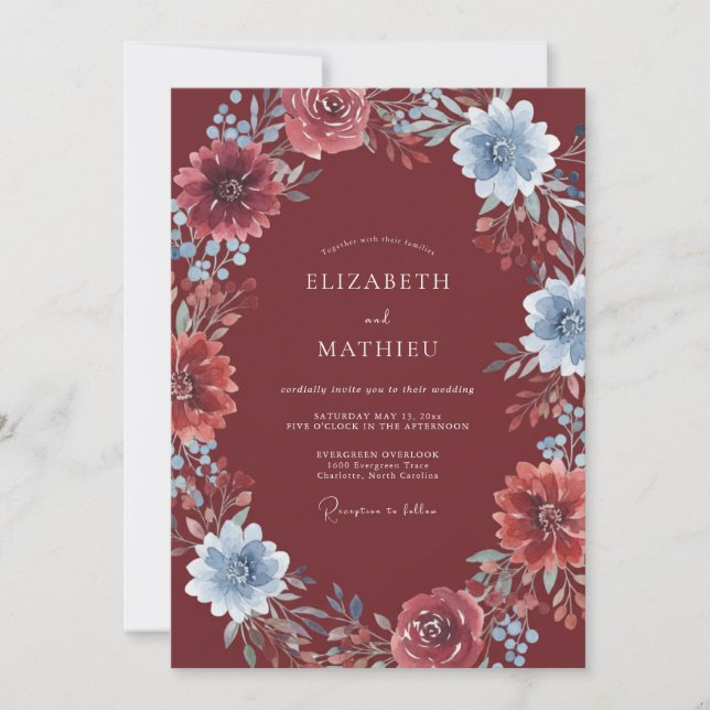 Invitation Mariage en eucalyptus et renoncule d'acier de Bour (Devant)