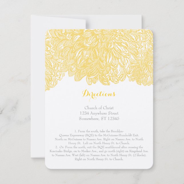 Invitation Mariage en fleur Dahlia jaune Iris (Devant)