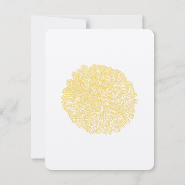 Invitation Mariage en fleur Dahlia jaune Iris (Dos)