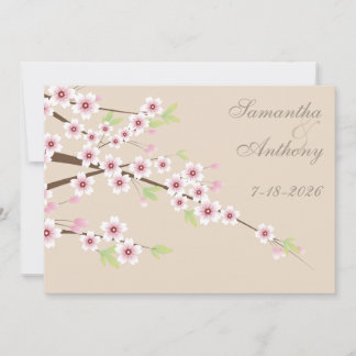 Invitation Mariage en fleur de crème et de cerise