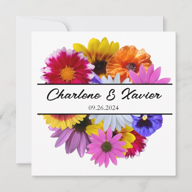 Invitation Mariage en fleur - Fleur fractionnée ronde (Devant)