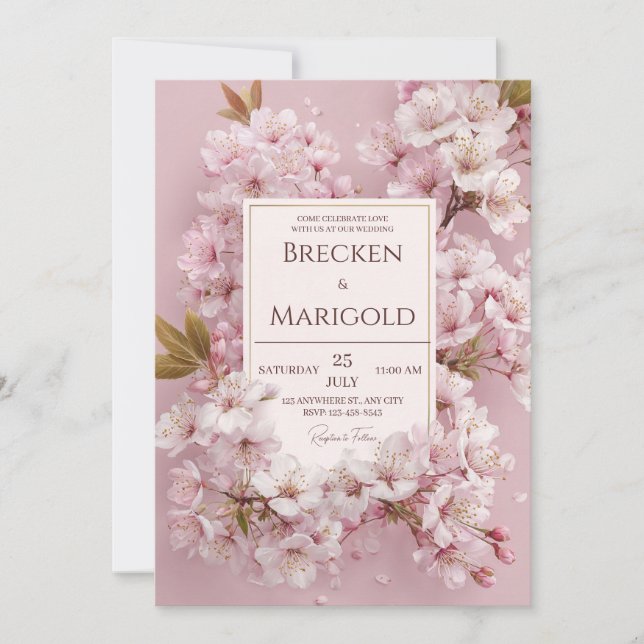 Invitation Mariage en fleurs de cerisier (Devant)