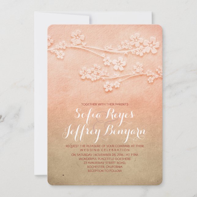 Invitation Mariage en fleurs roses invite (Devant)