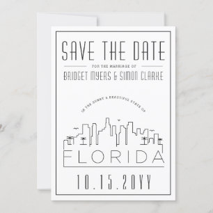 Invitation Mariage en Floride Date à retenir avec silhouett