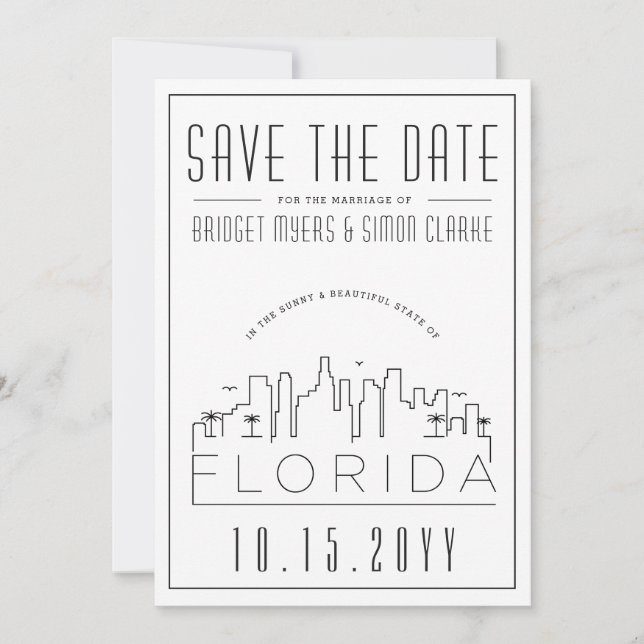 Invitation Mariage en Floride | Encart "Save the Date" avec v (Devant)
