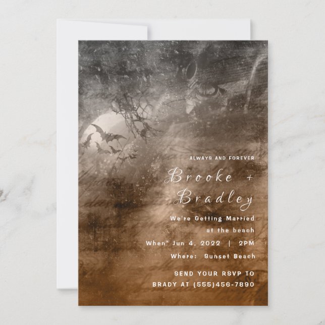 Invitation Mariage en forêt aux tons sépia (Devant)
