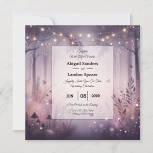 Invitation Mariage en forêt avec des lumières de fée éthérées