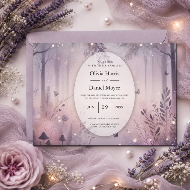 Invitation Mariage en forêt avec des lumières de fée éthérées (Créateur téléchargé)