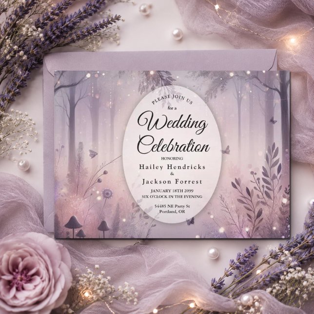 Invitation Mariage en forêt avec des lumières de fée éthérées (Créateur téléchargé)
