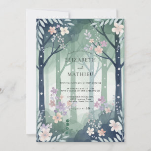 Invitation Mariage en forêt de bois d'ardoise Eucalyptus