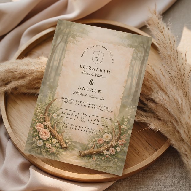 Invitation Mariage en forêt de bois de cerf (Créateur téléchargé)