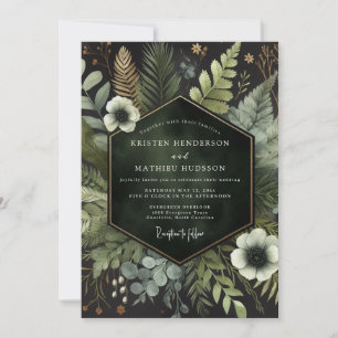 Invitation Mariage en forêt de bois émeraude lunatique