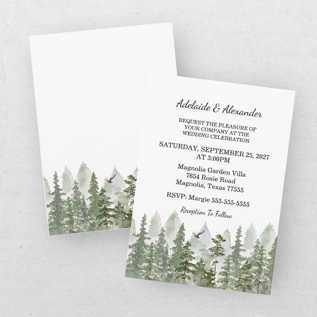 Invitation Mariage en forêt de bois Vert (Créateur téléchargé)