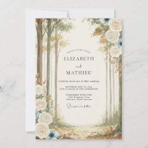 Invitation Mariage en forêt de eucalyptus Cream Gold