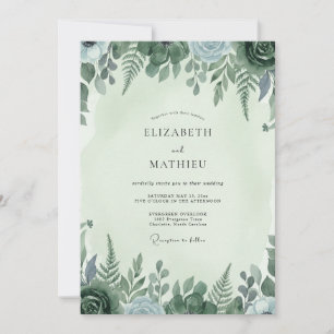 Invitation Mariage en forêt de fougère sauge