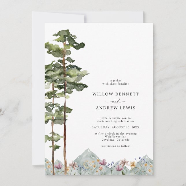 Invitation Mariage en Forêt de Montagne (Devant)