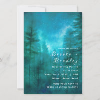 Mariage en forêt de teal vert et ciel bleu