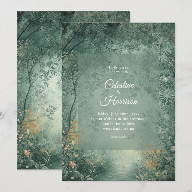 Invitation Mariage en Forêt Enchantée (Devant / Derrière)