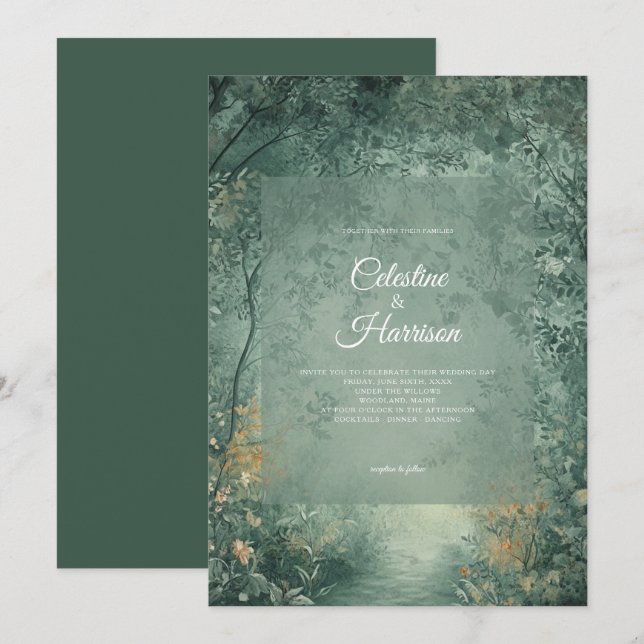 Invitation Mariage en Forêt Enchantée (Devant / Derrière)