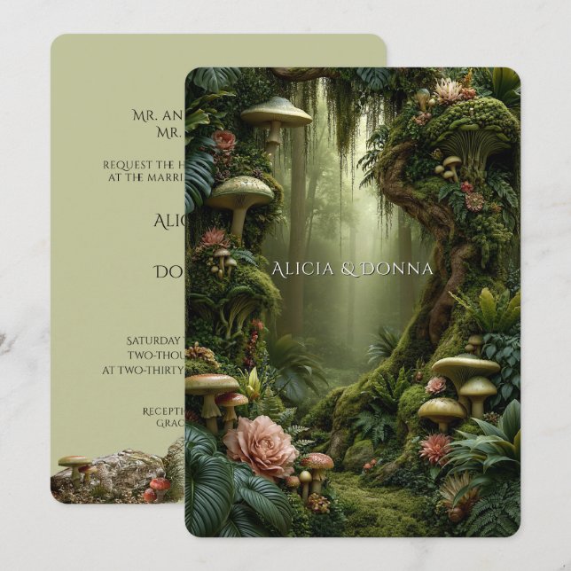 Invitation Mariage en Forêt Enchantée   (Devant / Derrière)