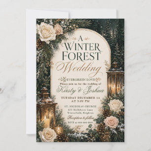 Invitation Mariage en forêt hivernale