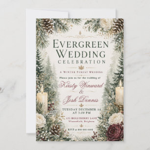 Invitation Mariage en forêt hivernale persistante