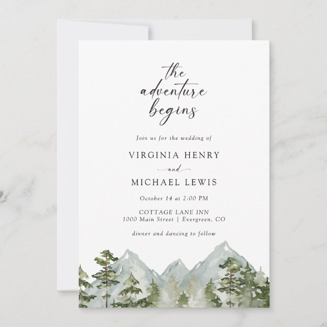 Invitation Mariage en forêt montagne (Devant)