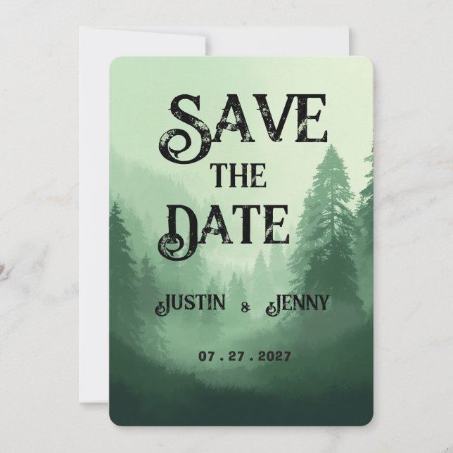 Invitation Mariage en forêt verte (Devant)