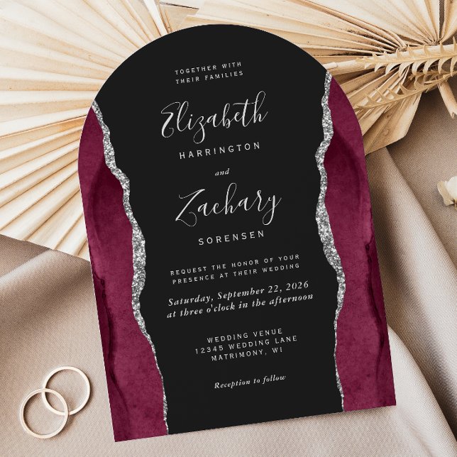 Invitation Mariage en forme d'arche en Agate argentée de Bour (Créateur téléchargé)