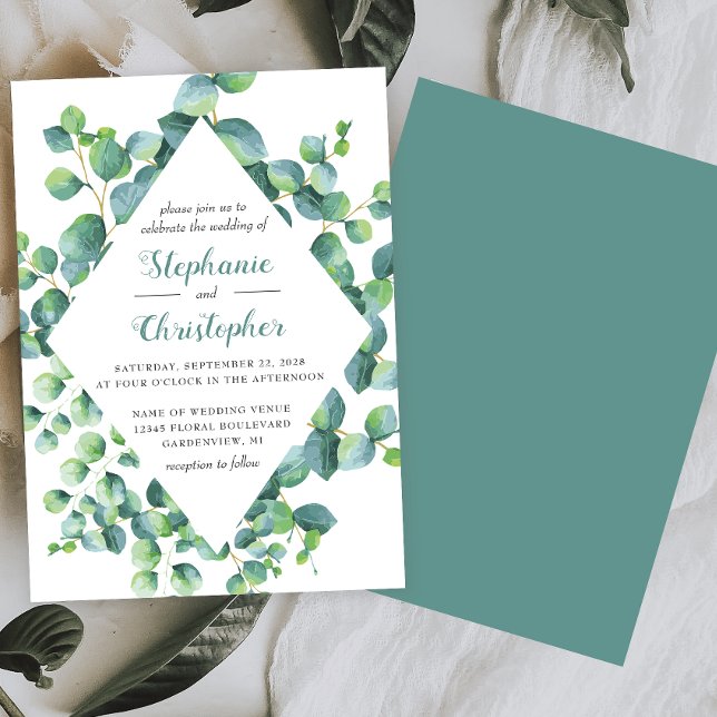 Invitation Mariage en forme de losange à l'aquarelle d'eucaly (Créateur téléchargé)