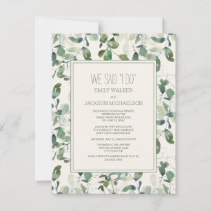 Invitation Mariage en fuite avec feuilles d'eucalyptus vert s