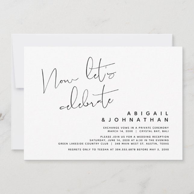 Invitation Mariage en fuite, Célébrons maintenant (Devant)