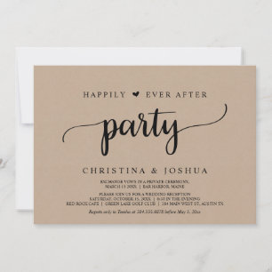 Invitation Mariage en fuite, fête de bonheur éternel, kraft