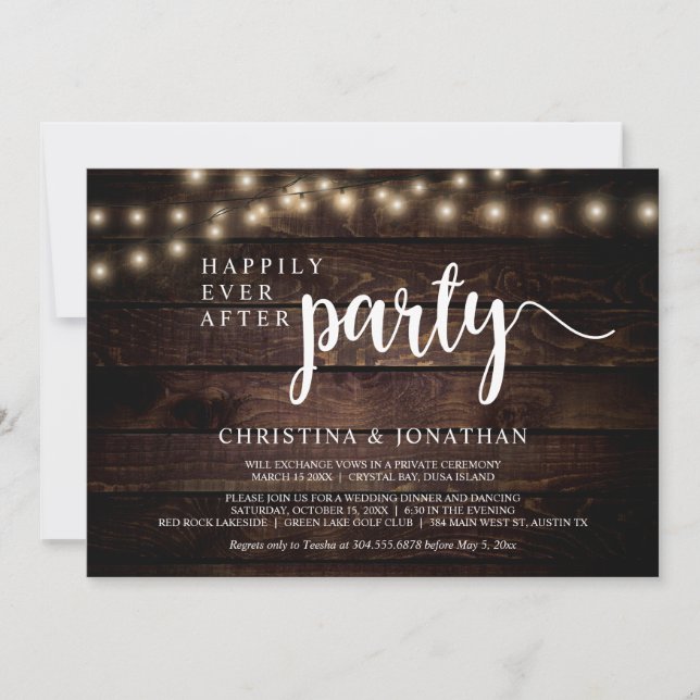 Invitation Mariage en fuite fête Happily Ever After, Guirland (Devant)