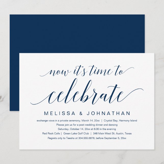 Invitation Mariage en fuite, Maintenant, c'est temps de céléb (Devant / Derrière)