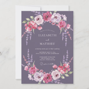 Invitation Mariage en Glycine Violet Foncé