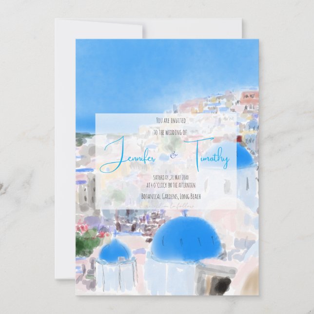 Invitation Mariage en Grèce île de Santorini Fia (Devant)