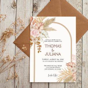Invitation Mariage en herbe Boho Terracotta Pampas