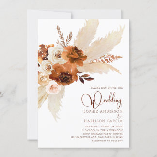Invitation Mariage en herbe de Pampas de Bohème Brûlé