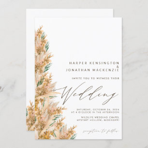 Invitation Mariage en herbe moderne Boho élégant Pampas