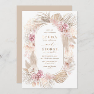 Invitation Mariage en laiton flou tropical Boho Pampas