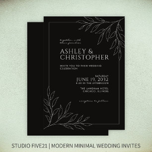Invitation Mariage en ligne moderne Smokey Black Foliing