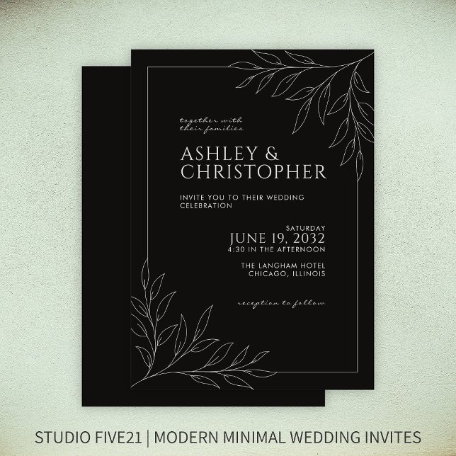 Invitation Mariage en ligne moderne Smokey Black Foliing (Créateur téléchargé)