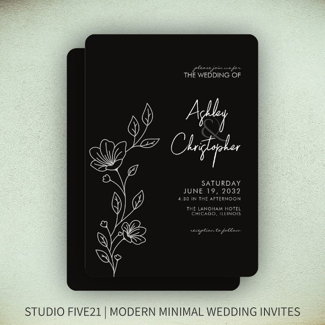 Invitation Mariage en ligne moderne Smokey Black Foliing (Créateur téléchargé)