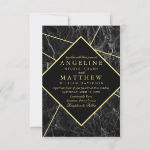Invitation mariage en marbre de diamant simple et moderne