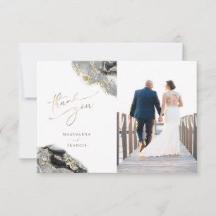 Invitation mariage en marbre d'or noir