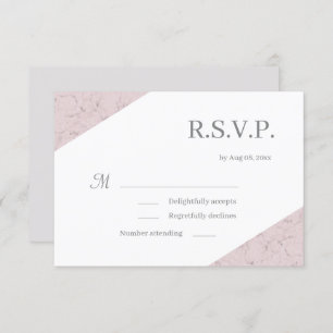 Invitation Mariage en marbre élégant blanc gris rose foncé RS