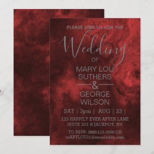 Invitation Mariage en marbre fumé rouge foncé