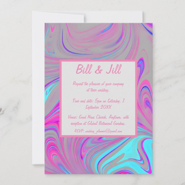 Invitation Mariage en marbre liquide (Devant)