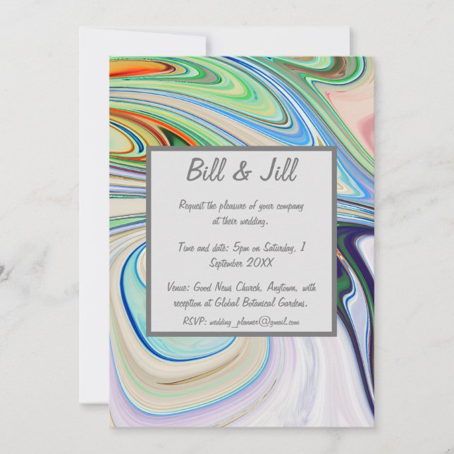 Invitation Mariage en marbre liquide clair (Devant)